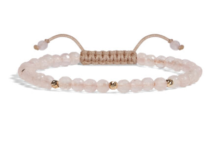 Bratara Pardo realizata cu Cuart Roz și sfere de Aur 585 14K