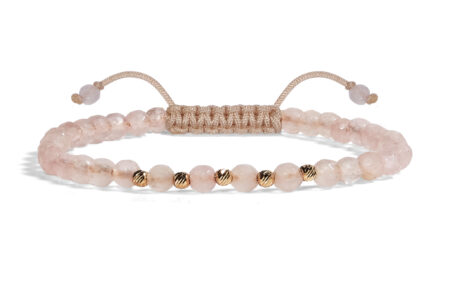 Bratara Pardo realizata cu Cuart Roz și sfere de Aur 585 14K