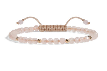 Bratara Pardo realizata cu Cuart Roz și sfere de Aur 585 14K