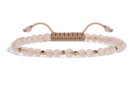 Bratara Pardo realizata cu Cuart Roz și sfere de Aur 585 14K