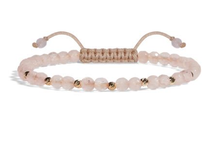 Bratara Pardo realizata cu Cuart Roz și sfere de Aur 585 14K