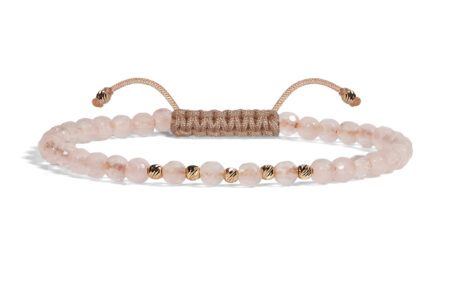 Bratara  Pardo realizata cu Cuart Roz și bile de Aur 585 14K