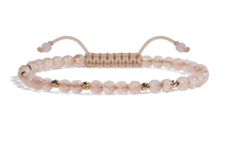 Bratara Pardo realizata cu Cuart Roz și sfere de Aur 585 14K