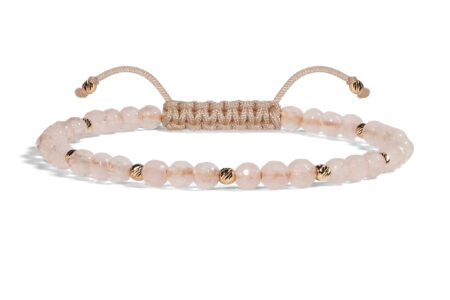 Bratara Pardo realizata cu Cuart Roz și sfere de Aur 585 14K