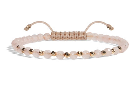 Bratara Pardo realizata cu Cuart Roz și sfere de Aur 585 14K