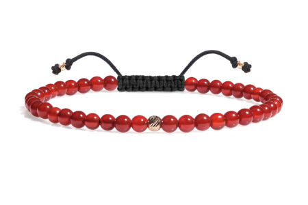 Bratara Snur Pardo realizata cu Carneol Maro   si bile de Aur 585 14 Karate