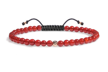 Brățară Pardo realizată cu șnur și bile de Aur 585 14K și Carneol