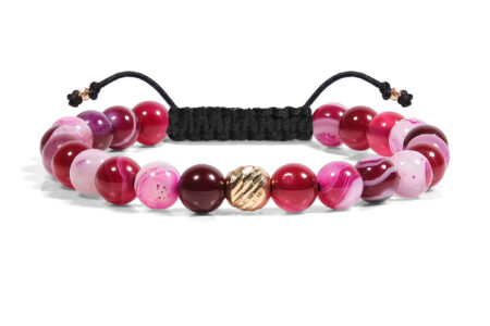 Bratara Pardo realizata cu Agat Roz de 6 mm și bile de Aur 585 14K