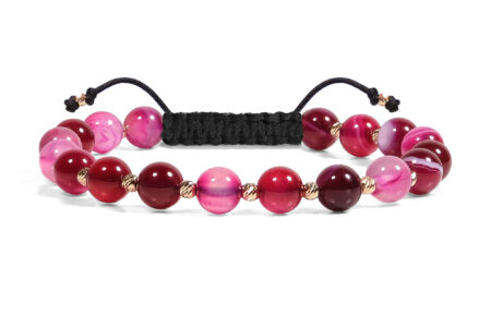 Bratara Pardo realizata cu Agat Roz de 6 mm și bile de Aur 585 14K