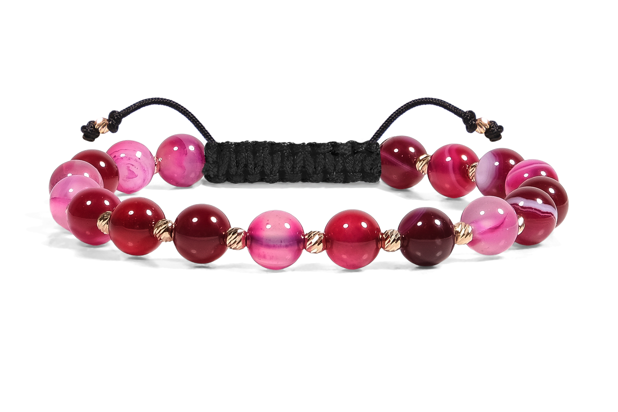 Bratara Pardo realizata cu Agat Roz de 6 mm și bile de Aur 585 14K