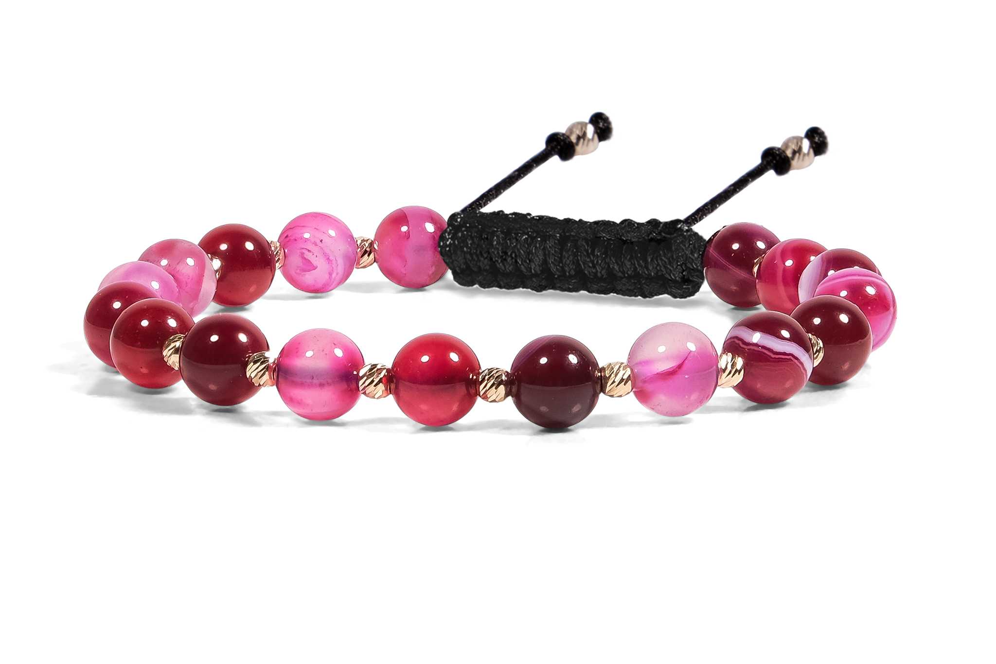 Bratara Pardo realizata cu Agat Roz de 6 mm și bile de Aur 585 14K - imagine 2