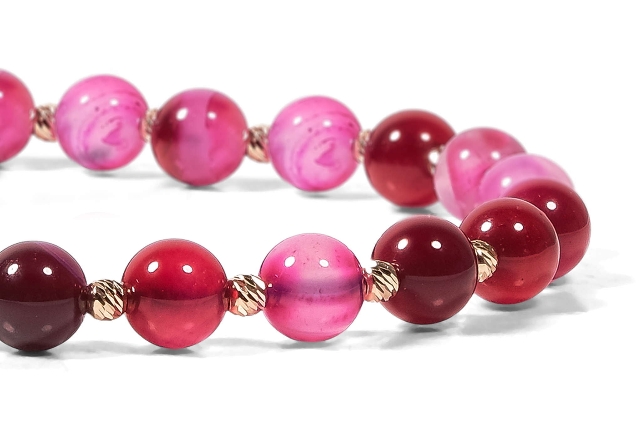 Bratara Pardo realizata cu Agat Roz de 6 mm și bile de Aur 585 14K - imagine 4