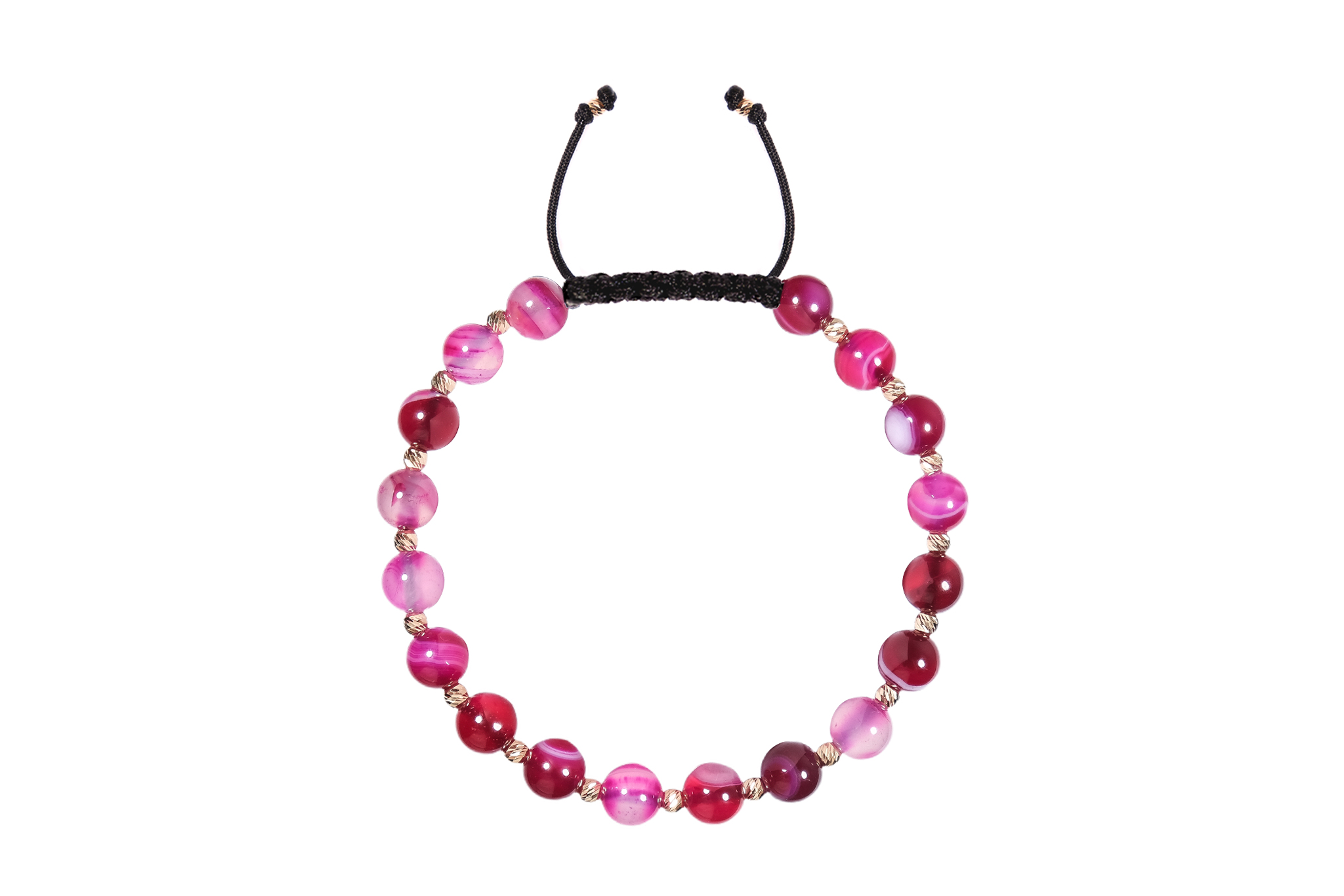 Bratara Pardo realizata cu Agat Roz de 6 mm și bile de Aur 585 14K - imagine 3