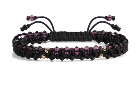 Bratara Pardo realizata cu snur impletit tip Double Row cu Cristale Preciosa & sfere Aur 585 14K