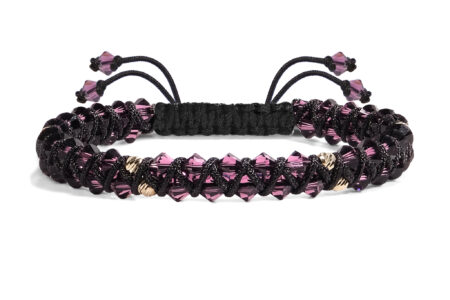 Bratara Pardo realizata cu snur impletit tip Double Row cu Cristale Preciosa & sfere Aur 585 14K