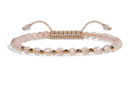 Bratara Pardo realizata cu Cuart Roz și sfere de Aur 585 14K