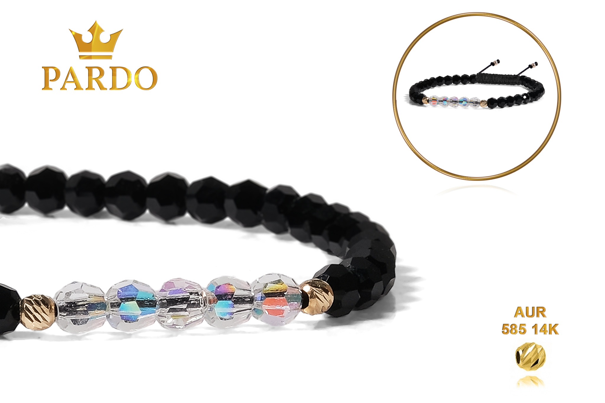 Bratara Pardo realizata cu Cristale Preciosa și sfere de Aur 585 14K - imagine 5