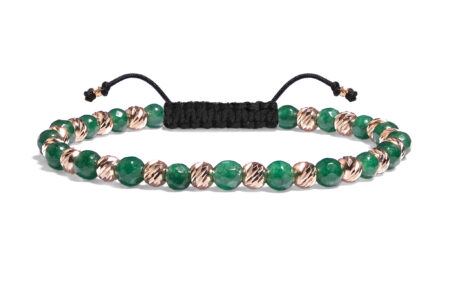 Brățară Pardo realizată cu șnur și bile de Aur 585 14K și Jad Verde