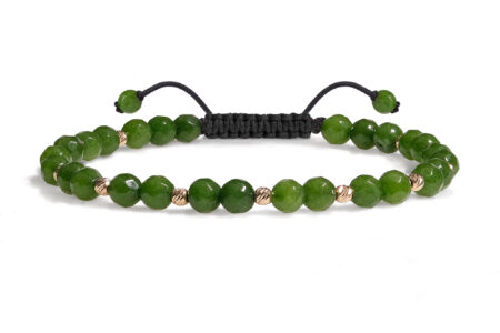 Bratara Snur Pardo realizata cu Jad Verde si bile de Aur 585 14 Karate