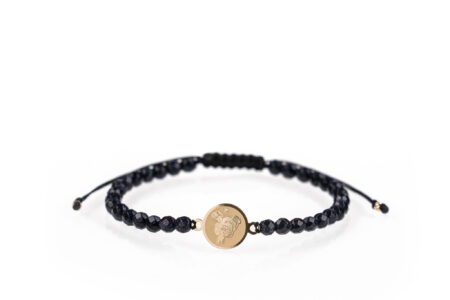 Brățară Pardo realizată cu șnur și bănuț Zodie din Aur de 14K & Piatra Soarelui