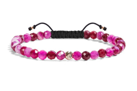 Bratara  Pardo realizata cu Agat Roz Fatetat de 4 mm și bile de Aur 585 14K