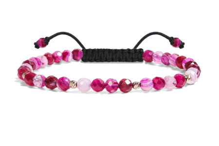 Bratara  Pardo realizata cu Agat Roz Fatetat de 4 mm și bile de Aur 585 14K