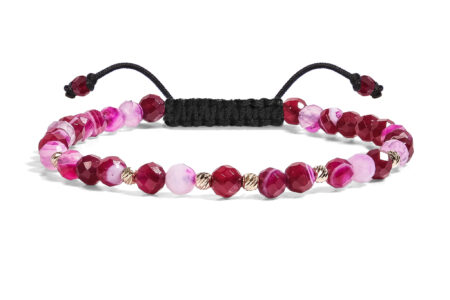 Bratara  Pardo realizata cu Agat Roz Fatetat de 4 mm și bile de Aur 585 14K