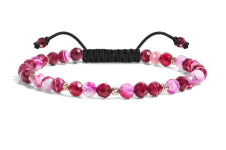 Bratara  Pardo realizata cu Agat Roz Fatetat de 4 mm și bile de Aur 585 14K