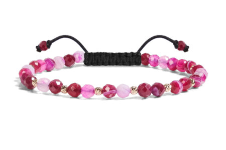 Bratara  Pardo realizata cu Agat Roz Fatetat de 4 mm și bile de Aur 585 14K