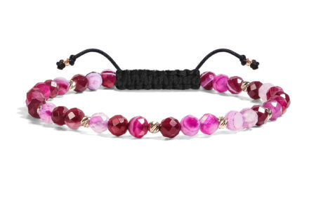 Bratara  Pardo realizata cu Agat Roz Fatetat de 4 mm și bile de Aur 585 14K