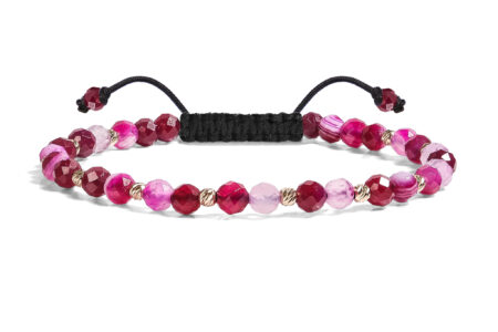 Bratara  Pardo realizata cu Agat Roz Fatetat de 4 mm și bile de Aur 585 14K