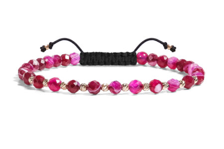 Bratara  Pardo realizata cu Agat Roz Fatetat de 4 mm și bile de Aur 585 14K