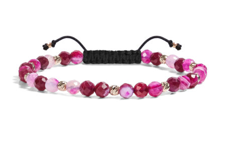 Bratara  Pardo realizata cu Agat Roz Fatetat de 4 mm și bile de Aur 585 14K