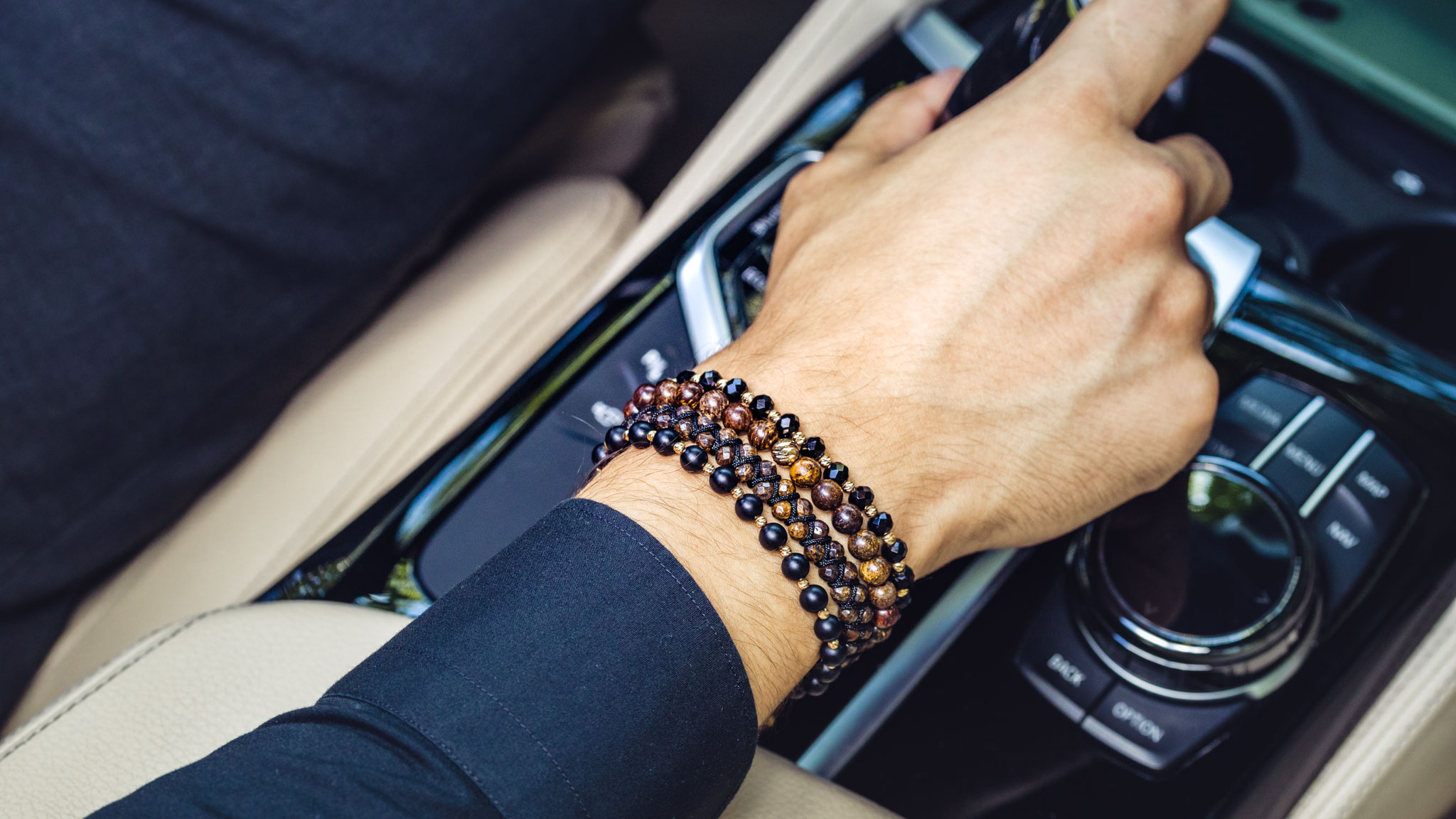 Brățară Pardo cu șnur împletit și Bronzit si bile de Aur 585 14 Karate - imagine 7