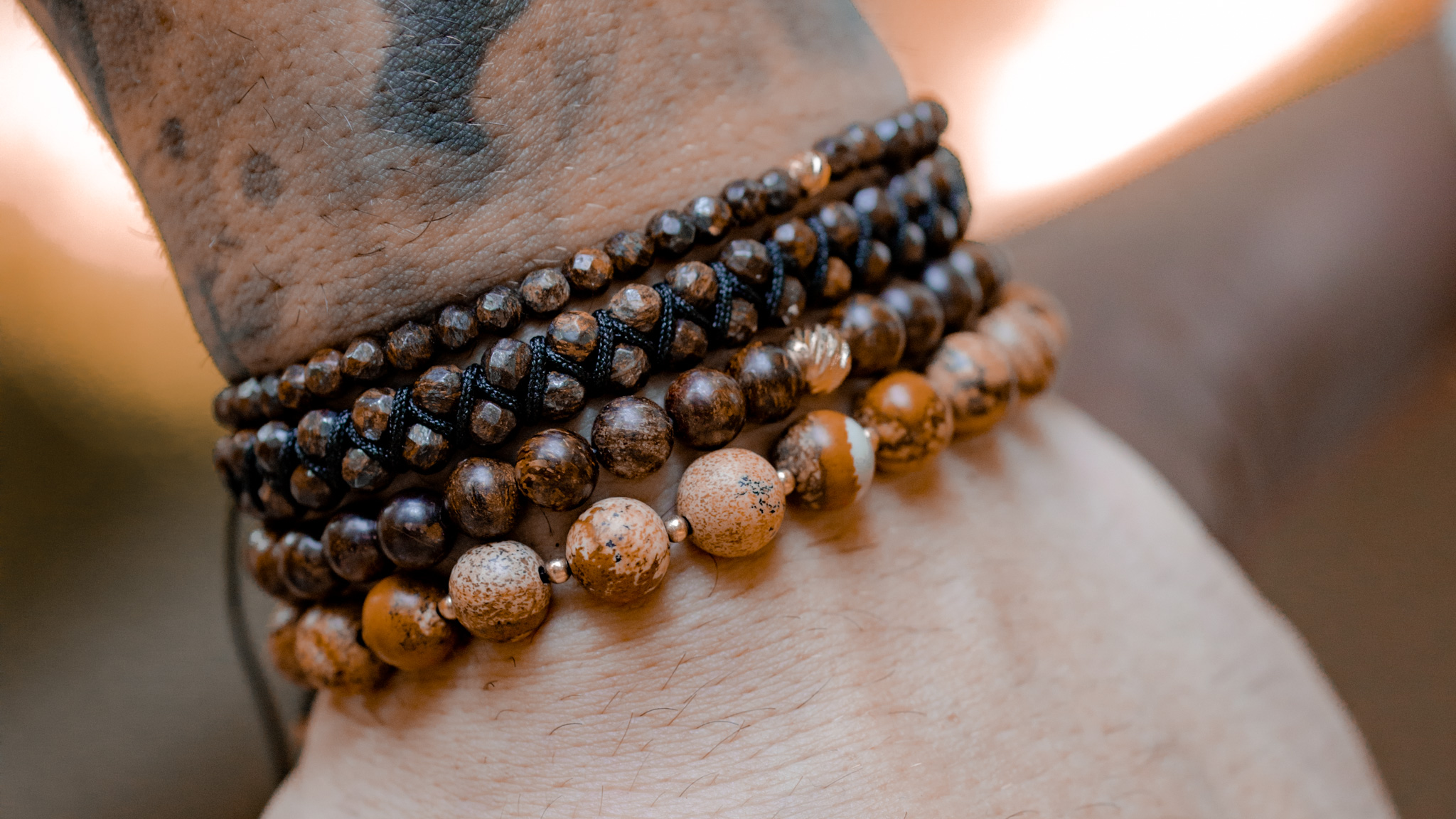 Brățară Pardo cu șnur împletit și Bronzit si bile de Aur 585 14 Karate - imagine 10