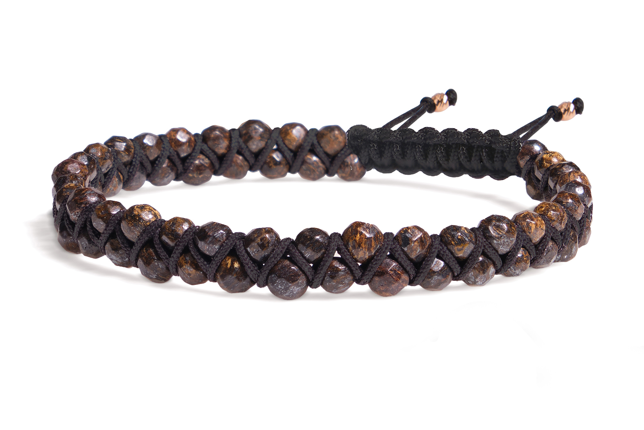 Brățară Pardo cu șnur împletit și Bronzit si bile de Aur 585 14 Karate - imagine 2