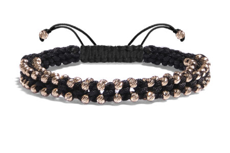 Brățară Pardo realizată cu șnur împletit și bile de Aur 585 14K