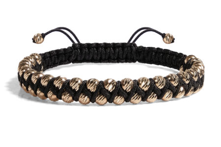 Brățară Pardo realizată cu șnur împletit și bile de Aur 585 14K