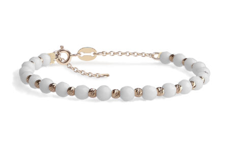 Bratara cu extensie lant Pardo realizata cu pietre semipretioase Onix si Sfere striate din Aur 585 de 14 Karate