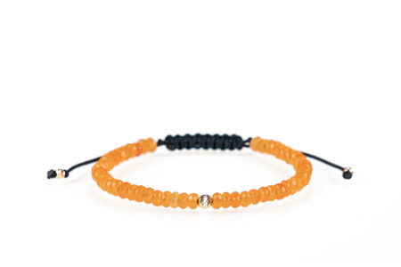 Brățară Pardo realizată cu șnur și bile de Aur 585 14K și Carneol