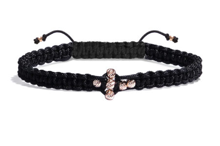 Brățară Pardo cu șnur împletit si bBrățară Pardo cu șnur împletit si bile Aur 585 14K ile Aur 585 14K