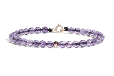 Bratara cu Inchizatoare Aur realizata cu Ametist Mov si sfera de Aur 585 14K