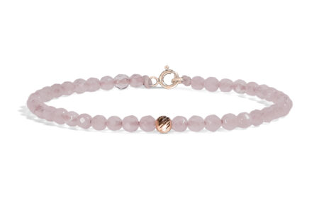 Bratara cu Inchizatoare Aur realizata cu Cuart Roz si sfere de Aur 585 14K