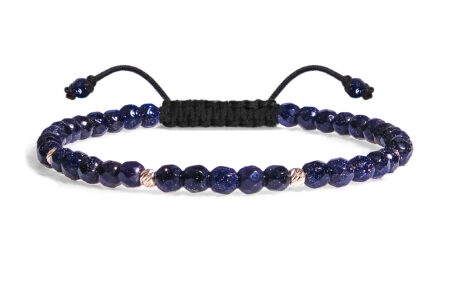 Bratara Snur Pardo realizata cu Piatra Soarelui Albastru si sfere din Aur 585 de 14 Karate